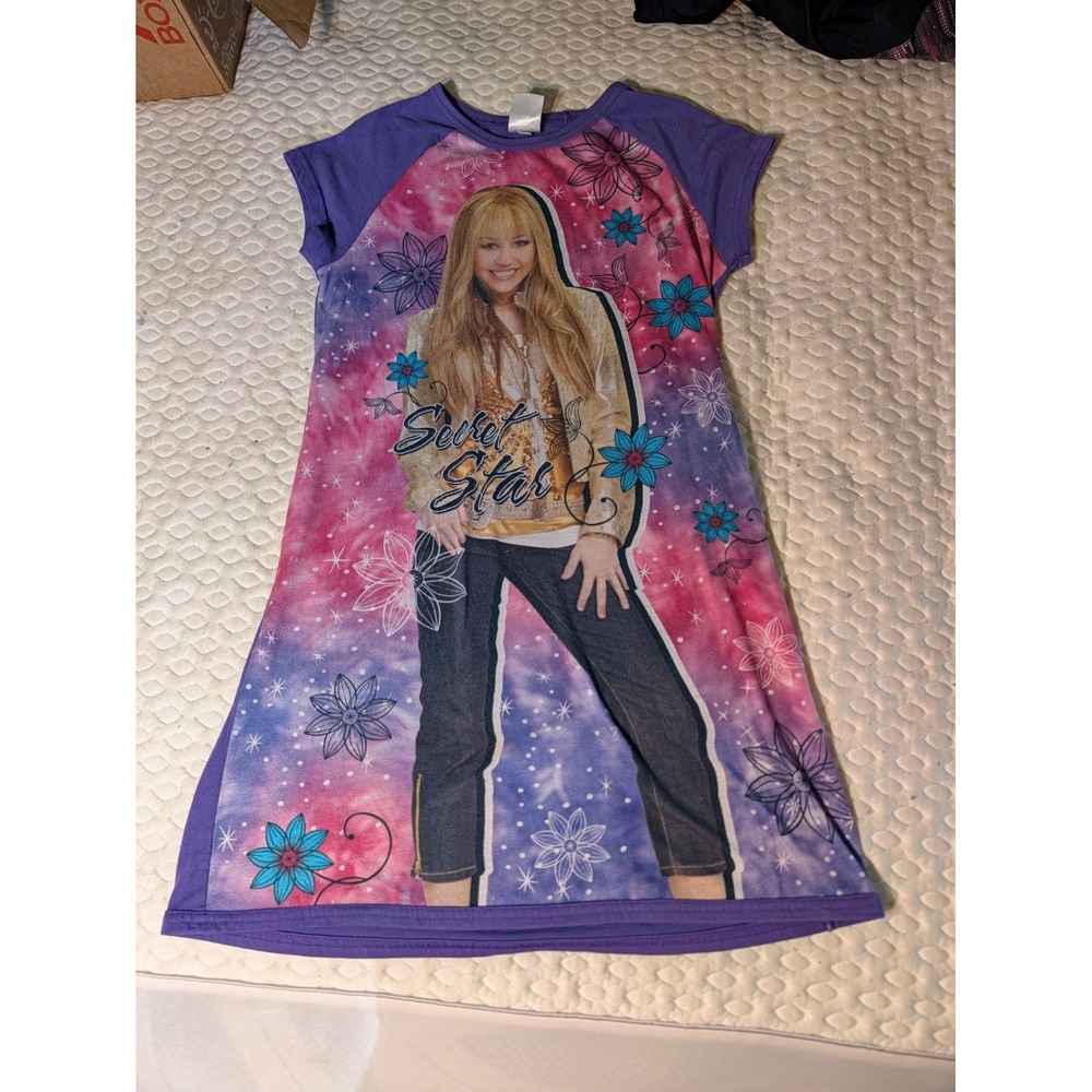Disney Hannah Montana Secret Star Nightgown Girls Size 14/16 Purple Sleep Dress